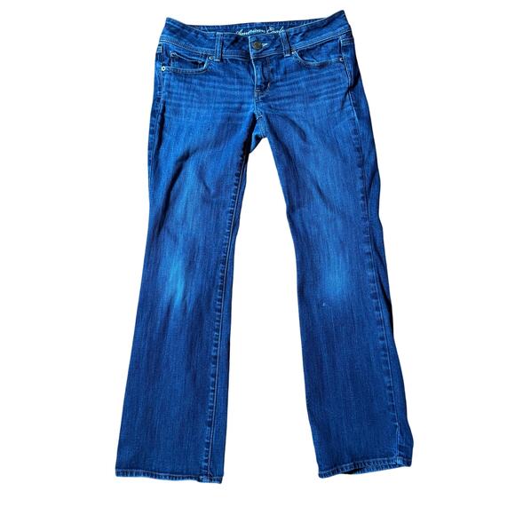 American Eagle Low Rise Slim Boot Cut Jeans SZ 8 Dark Wash Y2K - Picture 1 of 11